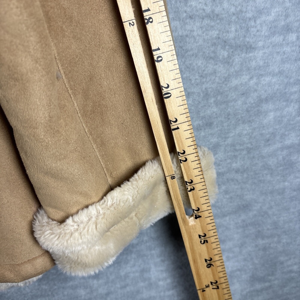 Talbots Faux Suede Fur Jacket S Rancher Coat Tan Barn Western Classic Cowgirl - Picture 15 of 16